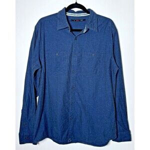 Stoic Men's Large Blue Button Front Shirt Long Sleeve Cotton Outdoor Casual